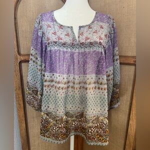 MAEVE semi sheer floral boho top